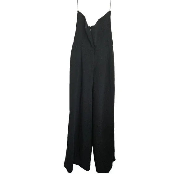 Abercrombie & Fitch Jumpsuit Women's LT Black Wide Leg Cowl Neck Spaghetti Strap - Picture 2 of 7